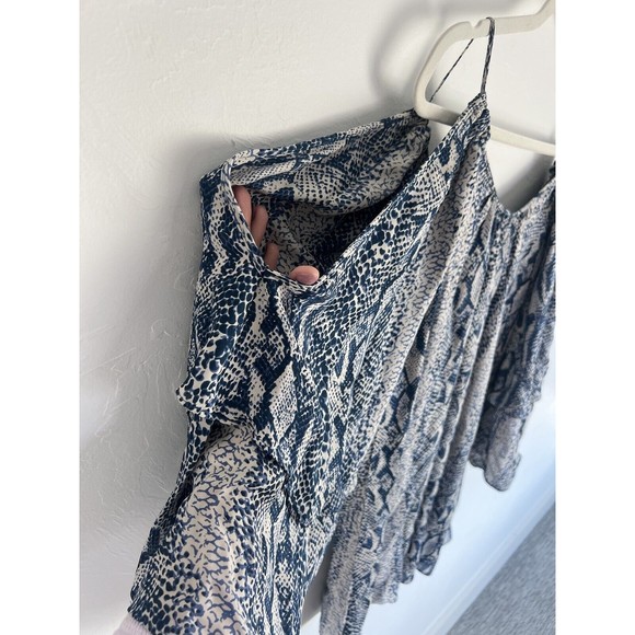 Parker Cold Shoulder Silk Blue Snake Print Dress S Small - Picture 5 of 5